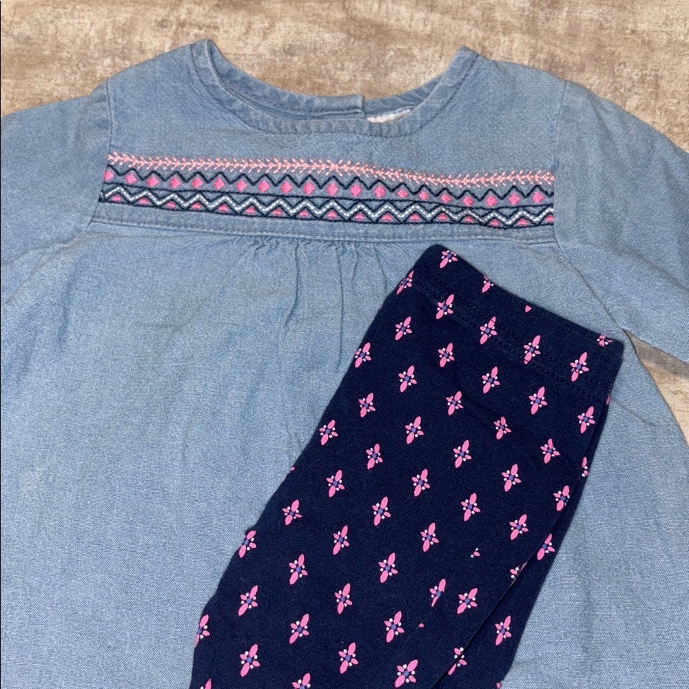Carters Blue Tunic with Patterned Leggings - Picture 2 of 3